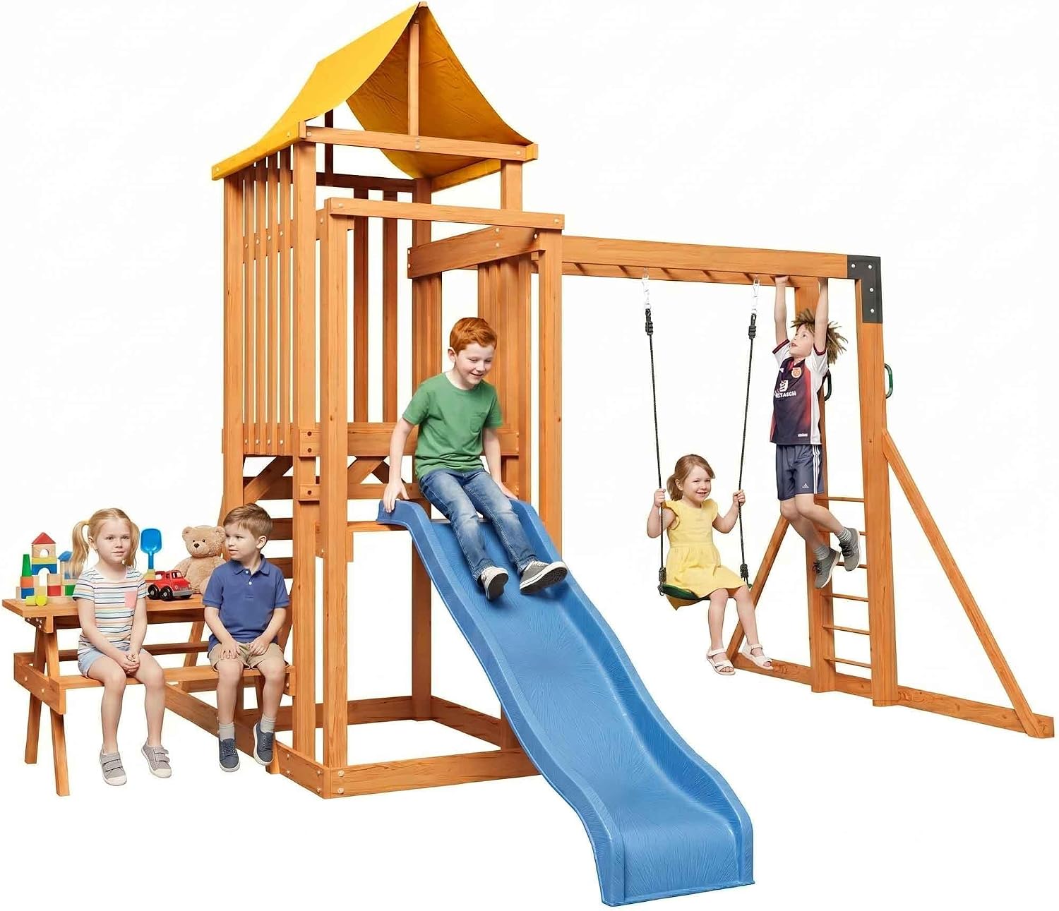 Aoxun Wooden Swing Sets for Backyard