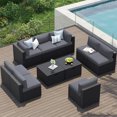 Clouddwell 10-Piece Patio Furniture Set On Sale, Black Rattan Wicker Outdoor Sectional Sofa Couch with Table Patio Conversation Set for Lawn& Backyard,Gray