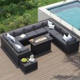 Clouddwell 12-Piece Patio Furniture Set With Fire Table On Sale, Black Rattan Wicker Outdoor Sectional Sofa Couch with Table Patio Conversation Set for Lawn& Backyard,Gray