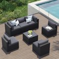 Clouddwell 7-Piece Patio Furniture Set On Sale, Black Rattan Wicker Outdoor Sectional Sofa Couch with Table Patio Conversation Set for Lawn& Backyard,Gray