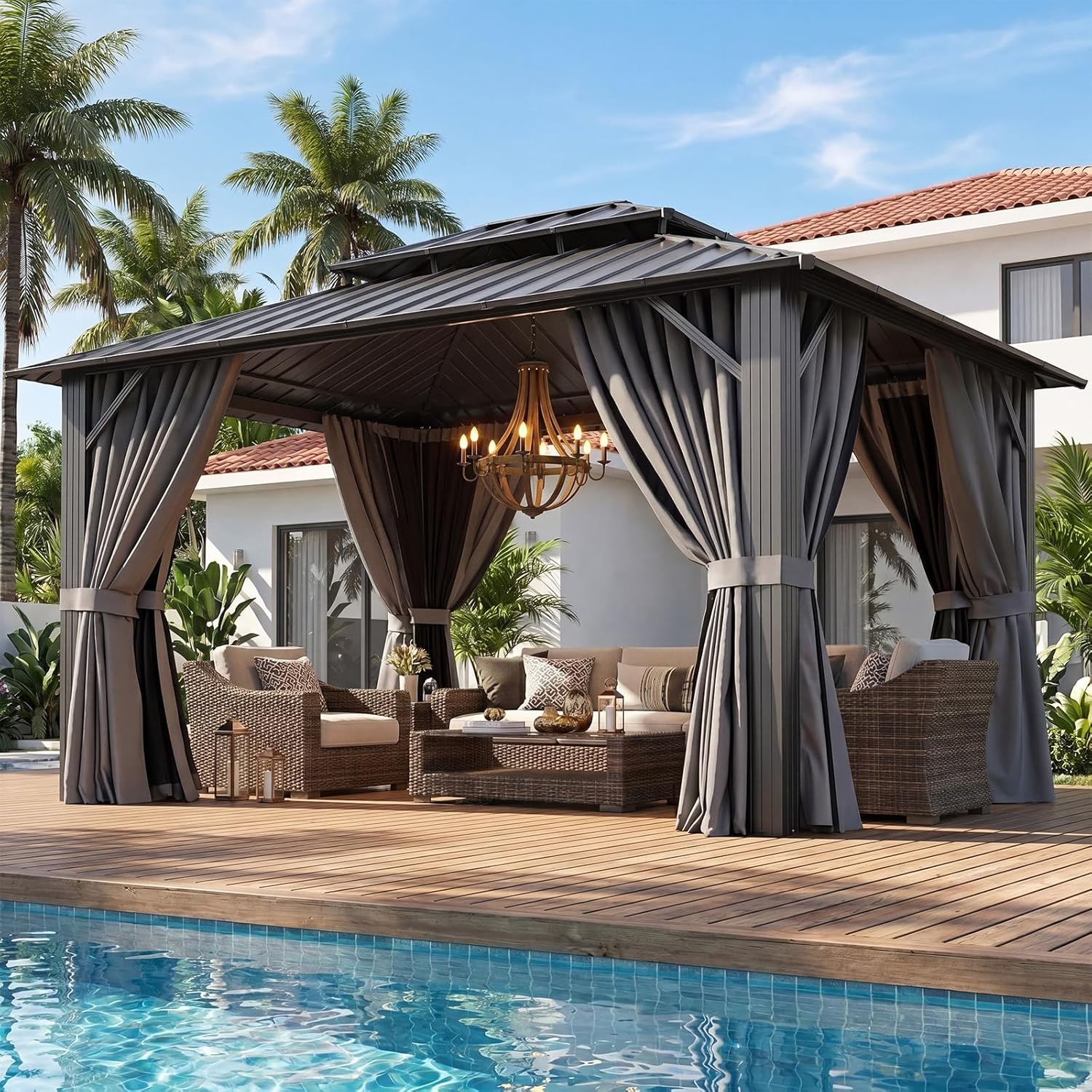 Aoxun Hardtop Gazebo, Outdoor Pergola