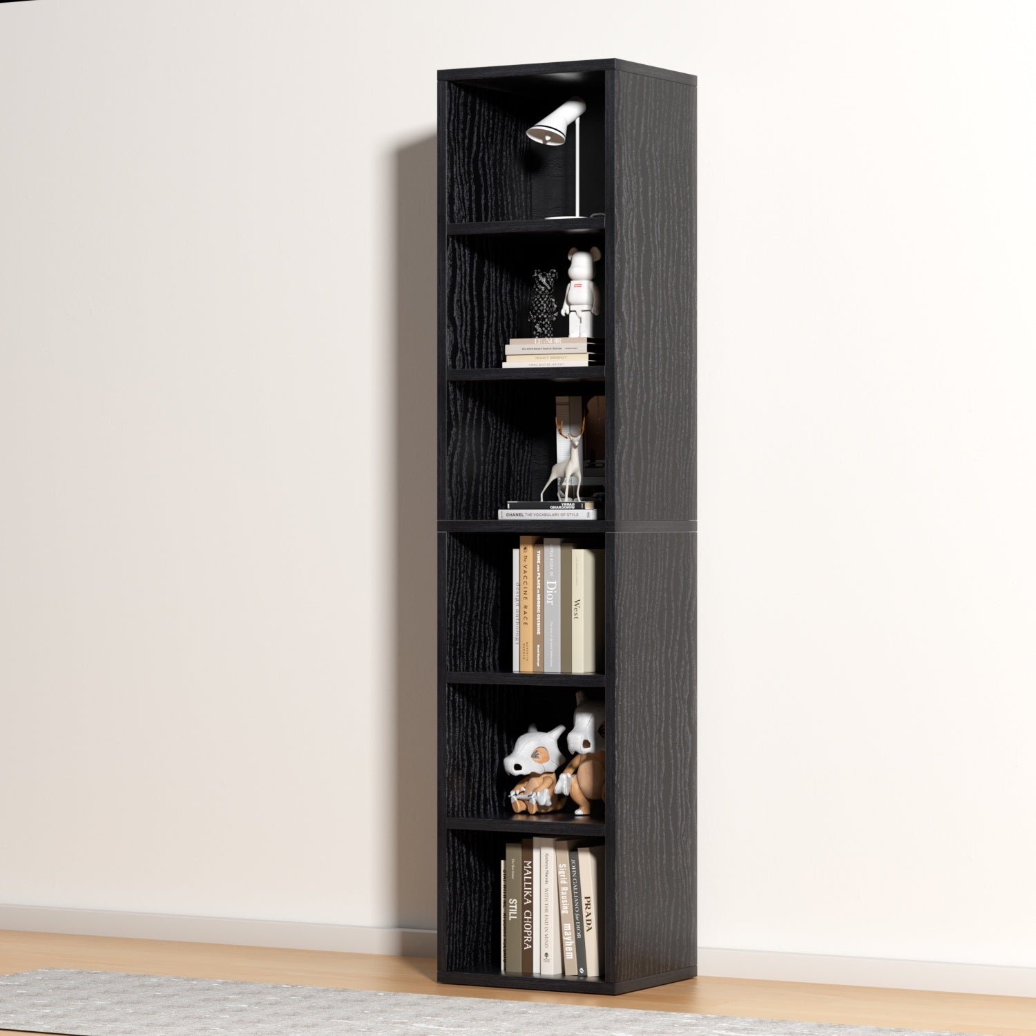 6 Tier Standard Bookcase, 71.5" Tall Wooden Storage Book Shelf for Home Office and Bedroom, Black