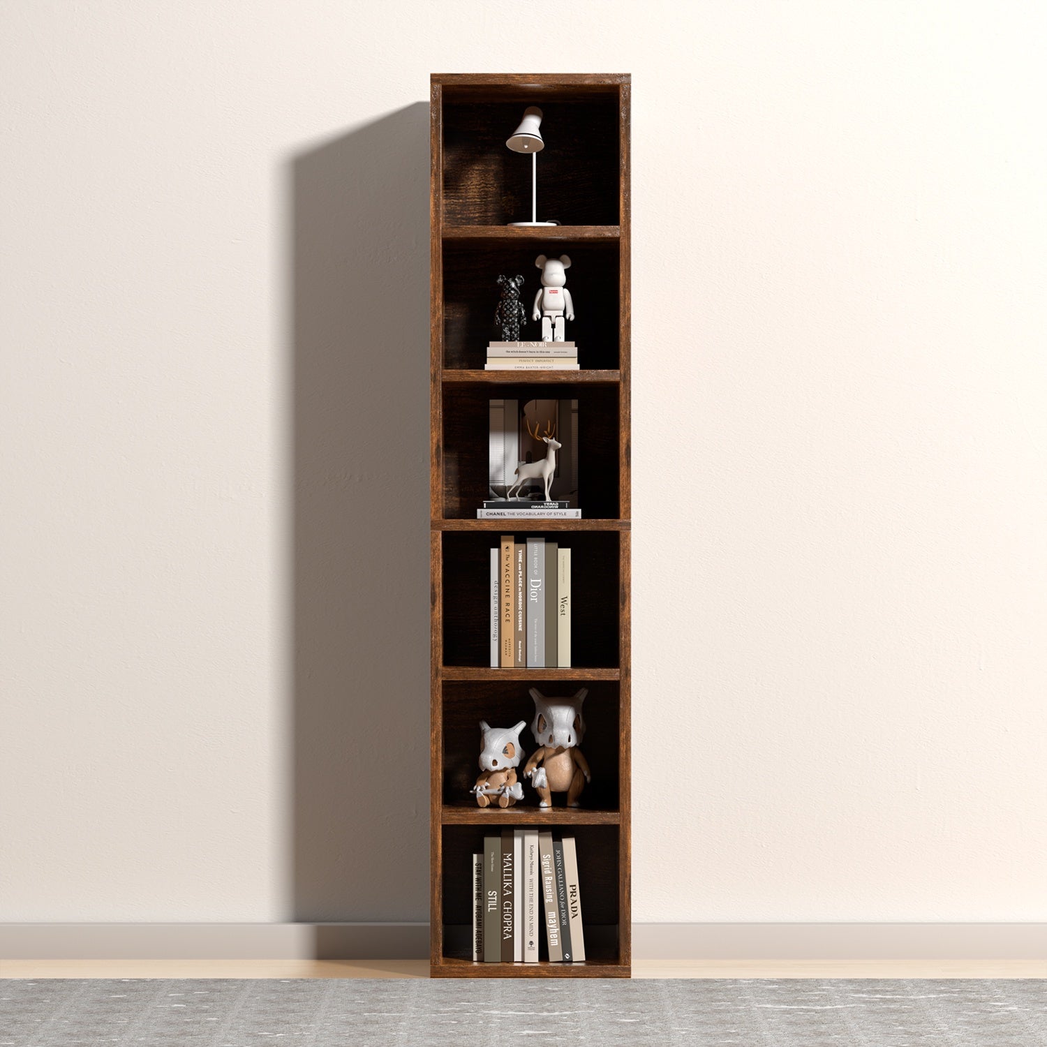 6 Tier Standard Bookcase, 71.5" Tall Wooden Storage Book Shelf for Home Office and Bedroom, Brown