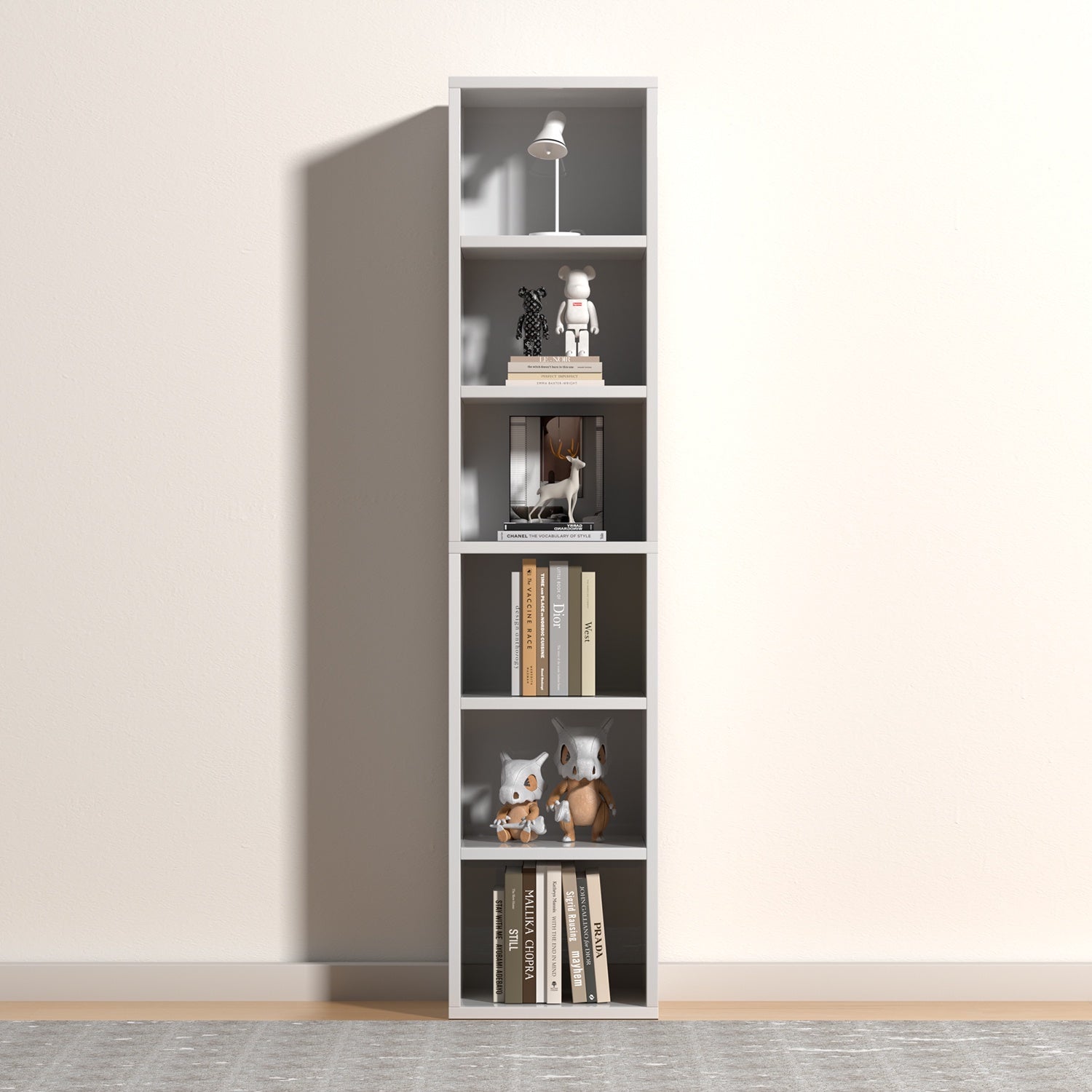 6 Tier Standard Bookcase, 71.5" Tall Wooden Storage Book Shelf for Home Office and Bedroom, White