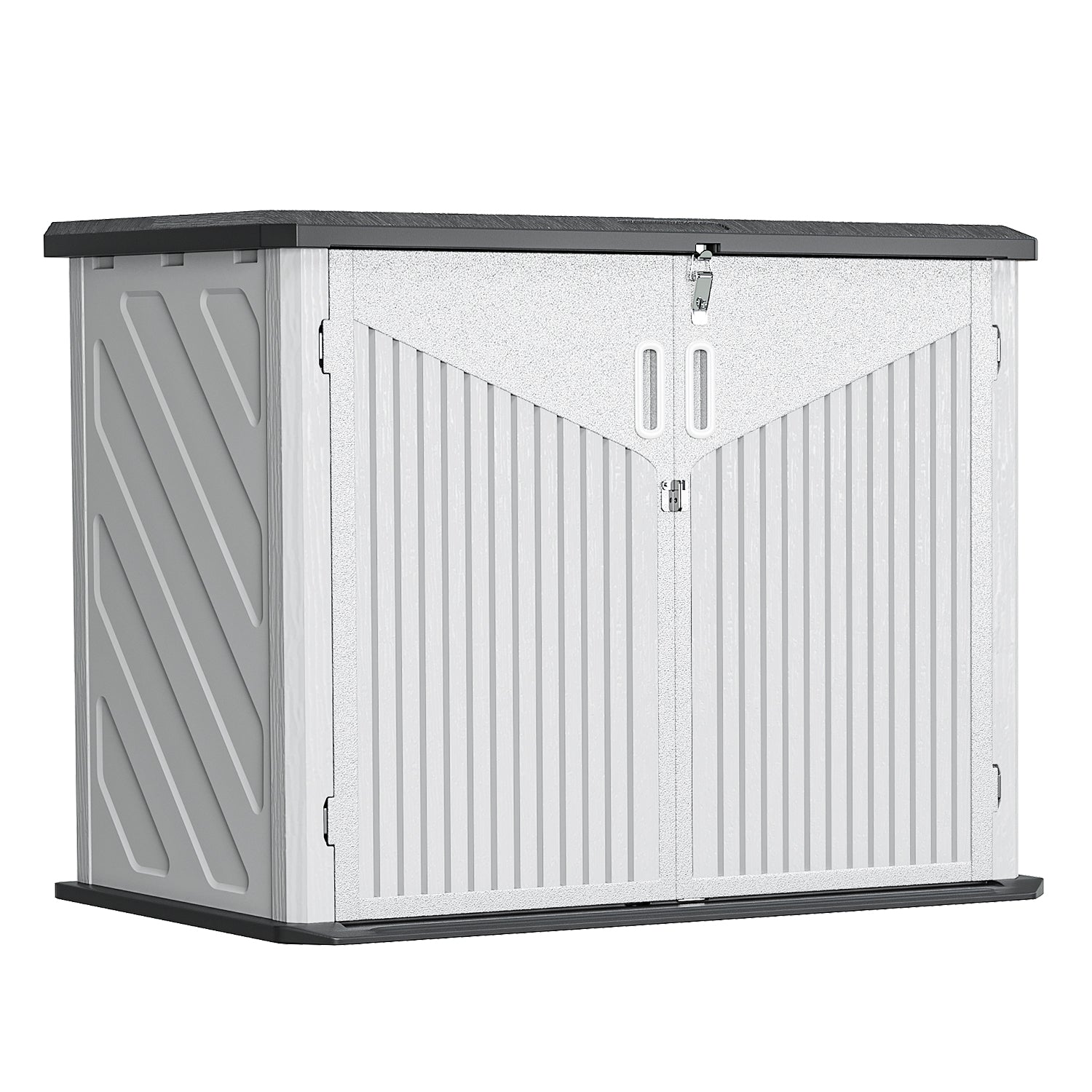 Outdoor Storage Cabinet 35 Cu.Ft Outdoor Trash Can Storage Shed Waterproof Horizontal Storage Shed Outdoor Storage for Garbage Bin,White