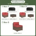 10 Piece Patio Furniture Set Wicker Rattan Patio Conversation Set Outdoor Sectional Sofa Set with Coffee Table and 4” Thickened Cushions, Red (Waterproof Cover Included)