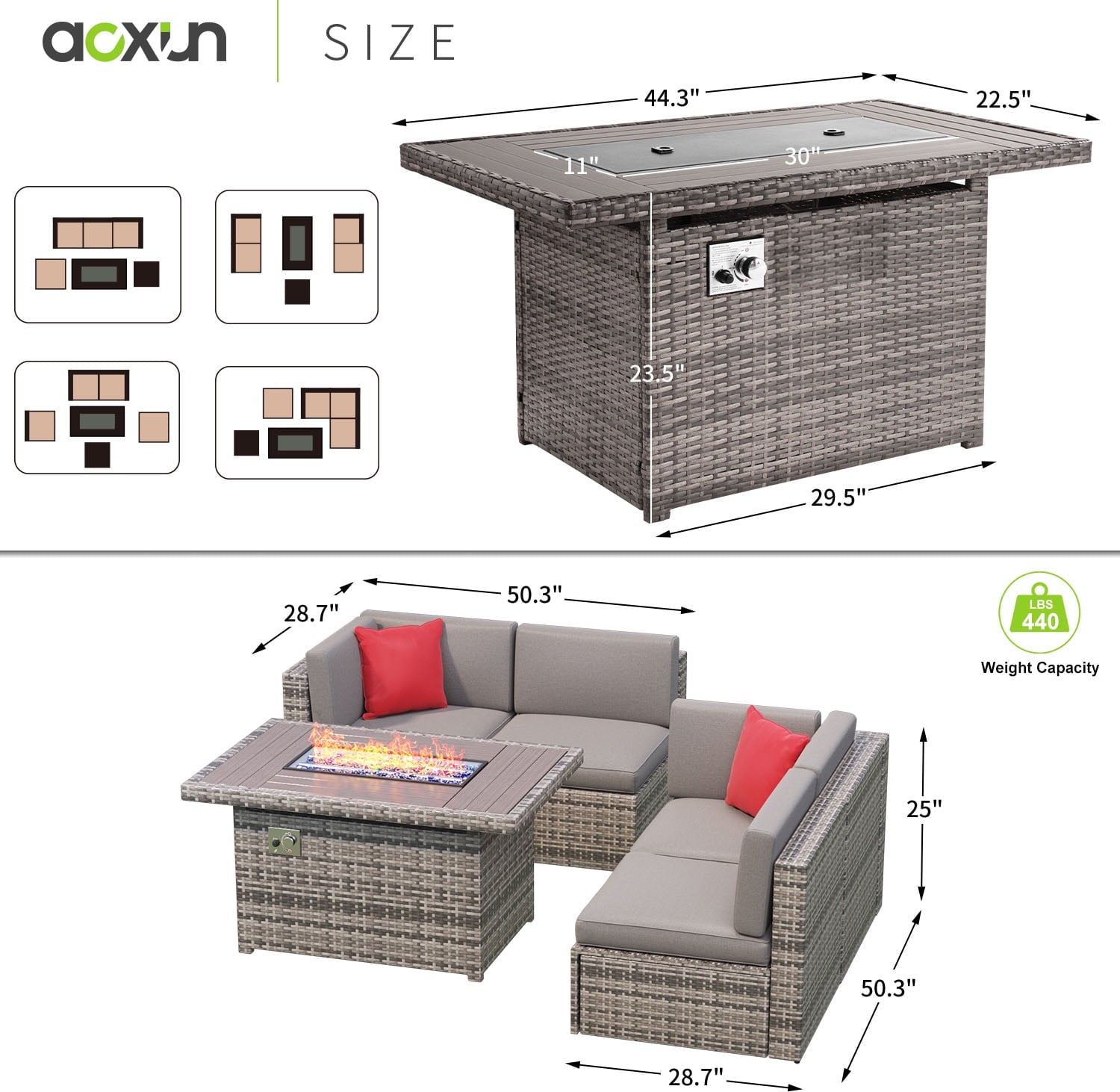 5 Piece Patio Furniture Set, Outdoor Patio Furniture Sets with Fire Pit, Wicker Patio Furniture, Outdoor Conversation Set with Gray Cushions (4.2) 4.2 stars out of 81 reviews 81 reviews