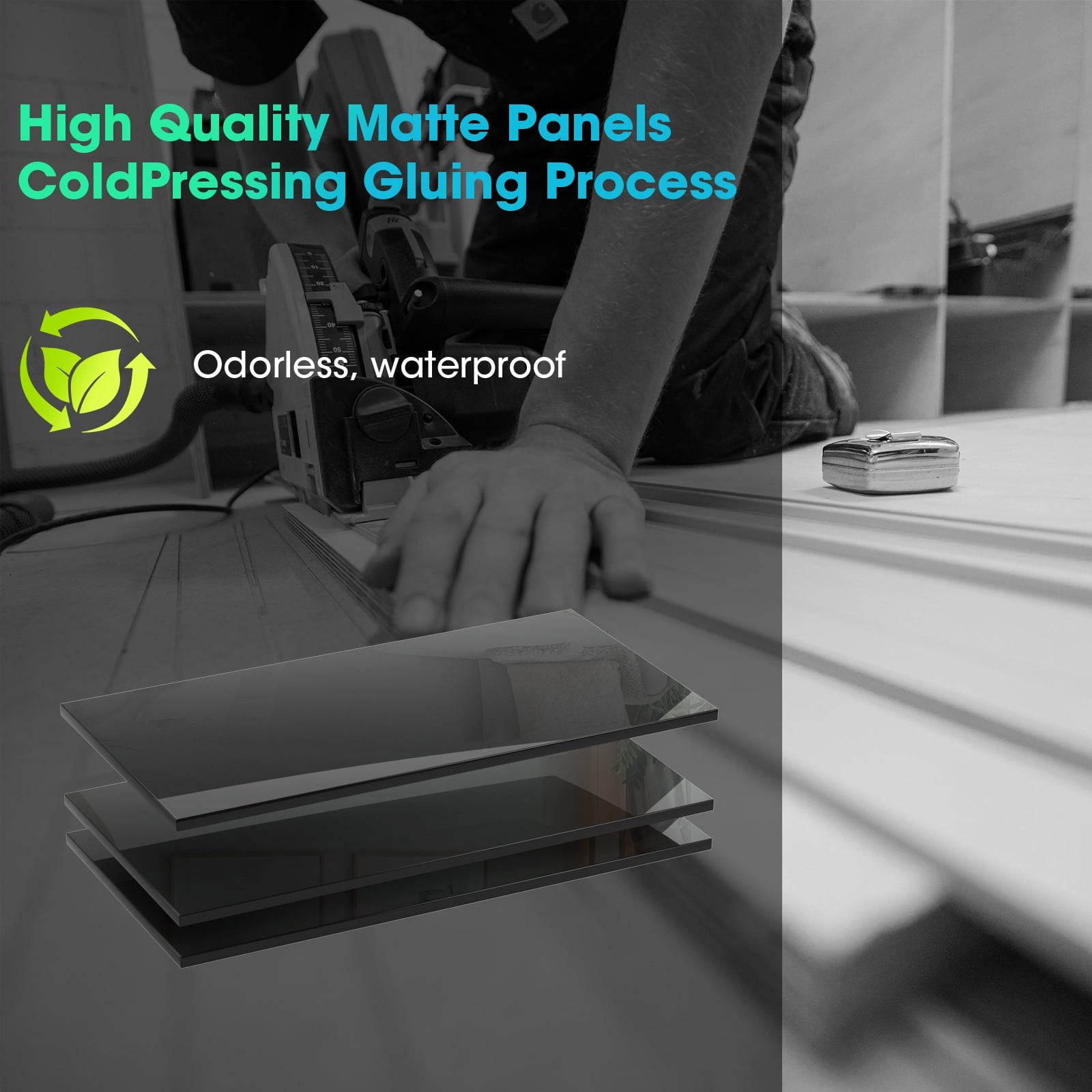 Modern Coffee Table with Led Light, Modern High Glossy Cocktail Table with Remote, Black