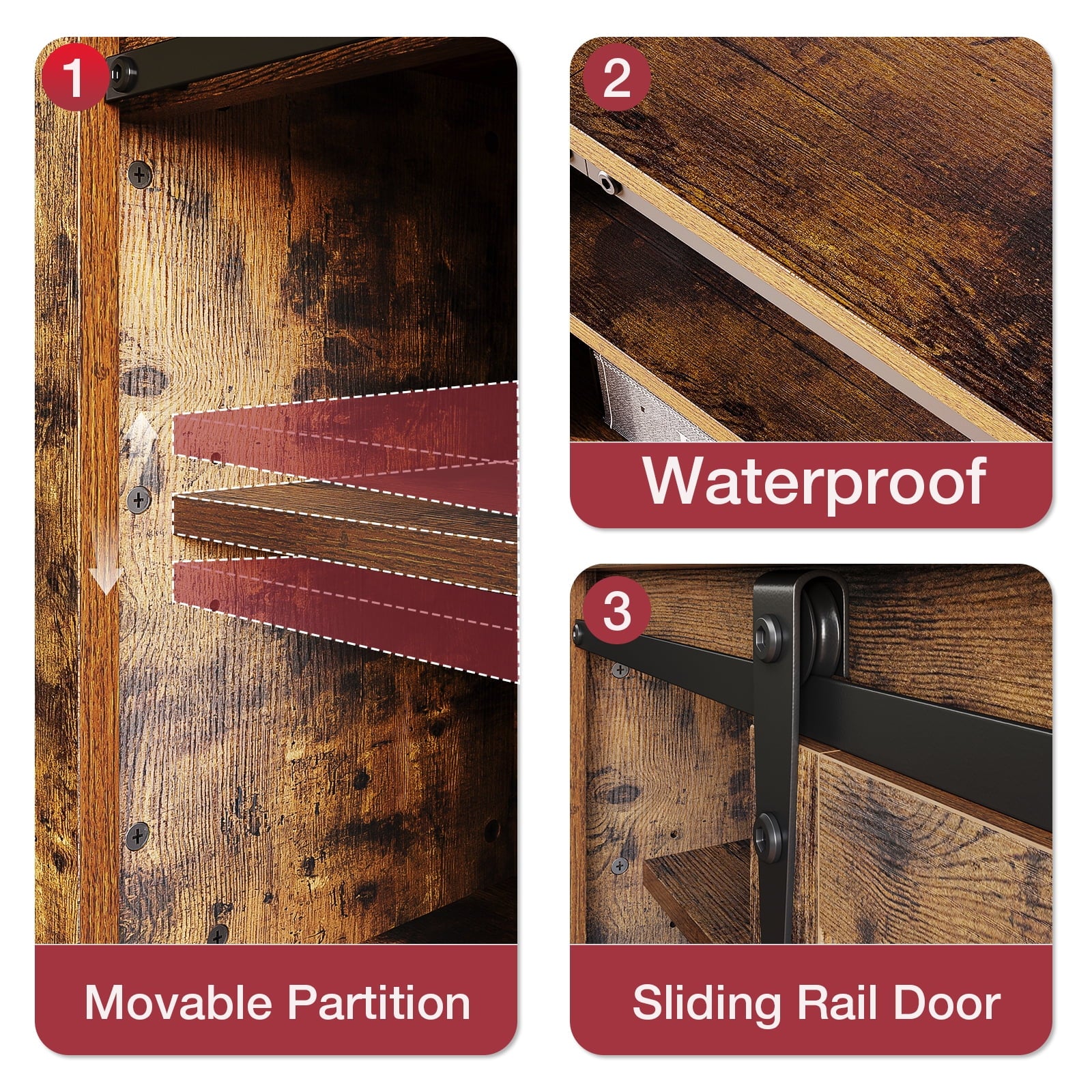 Fireplace TV Stand with 18” Electric Fireplace, Farmhouse 58” TV Console Stand for TVs Up to 65", Entertainment Center for The Living Room TV Stand, Brown