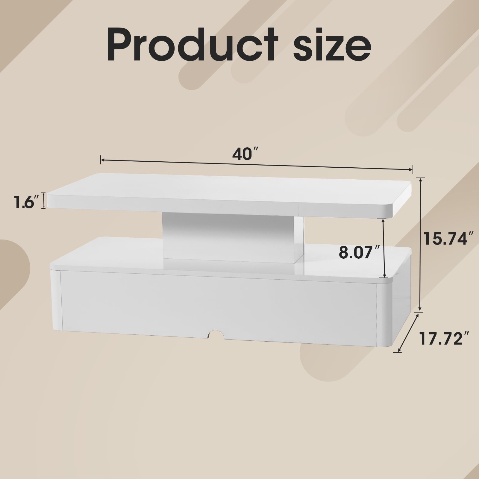 Modern Coffee Table with Led Light, Modern High Glossy Cocktail Table with Remote, White