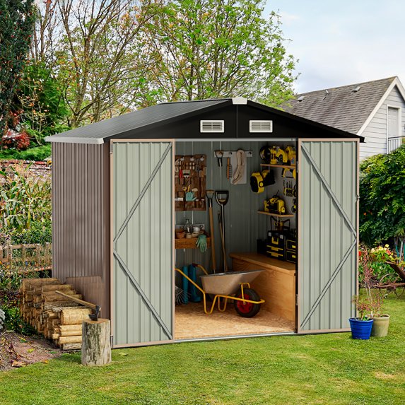 Aoxun 6 x 4 ft. Outdoor Storage Shed, Storage Shed with Locking Sliding Door, Metal shed for Backyard, Garden
