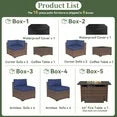 15 Piece Patio Furniture Set with 44” Fire Pit Table Wicker Rattan Outdoor Sectional Sofa Set with Coffee Table and 4” Thickened Cushions, Blue (Waterproof Cover Included)