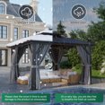 Clouddwell 12'x12' Hardtop Gazebo - Polycarbonate Double Roof with Netting & Curtains for Patio, Garden Sun Protection,Gray