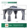 Clouddwell 12'x12' Hardtop Gazebo - Polycarbonate Double Roof with Netting & Curtains for Patio, Garden Sun Protection,Gray