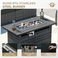 8 Piece Patio Furniture Set with 44” Fire Pit Table Wicker Rattan Outdoor Sectional Sofa Set with Coffee Table and 4” Thickened Cushions, Black (Waterproof Cover Included)