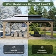 12' x 20' Outdoor Wood Gazebo, Hardtop Gazebo Permanent Wooden Pavilion with Galvanized Steel Double Roof, for Patio, Garden, Backyard, Cedar Wood