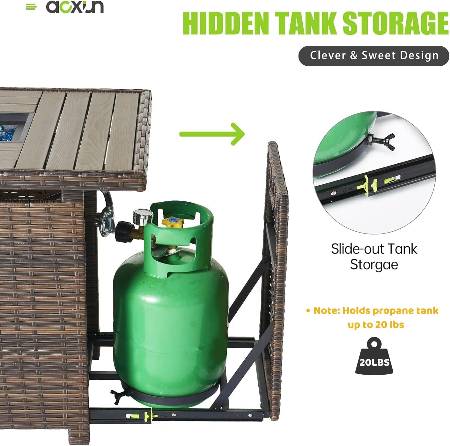 40" Wicker Propane Fire Pit Table, 50,000 BTU