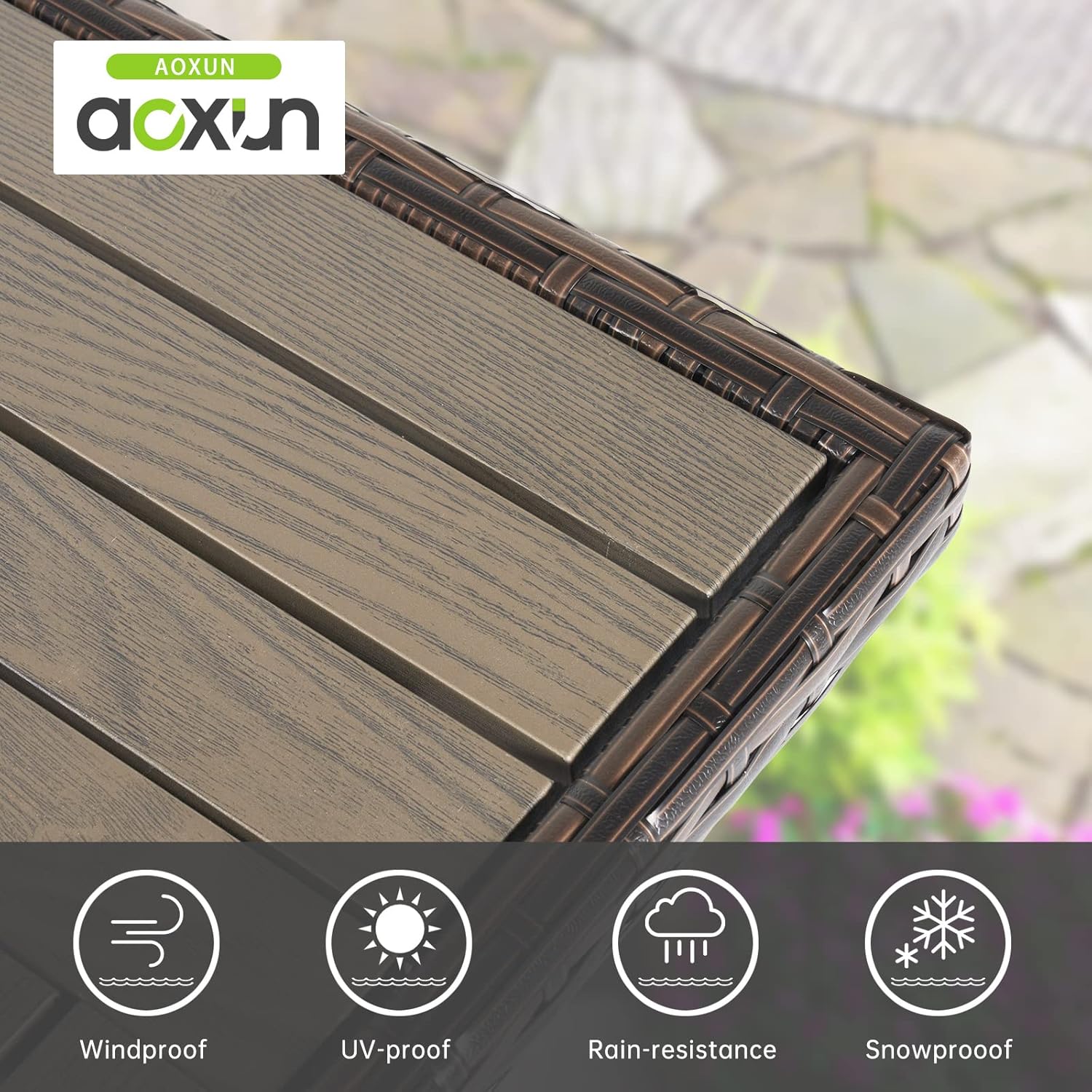 40" Wicker Propane Fire Pit Table, 50,000 BTU