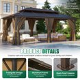 Clouddwell 12'x20' Hardtop Gazebo - Polycarbonate Double Roof with Netting & Curtains for Patio, Garden Sun Protection,Browm
