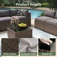 7 Piece Patio Furniture Set Wicker Rattan Patio Conversation Set Outdoor Sectional Sofa Set with Coffee Table and 4” Thickened Cushions, Gray(Waterproof Cover Included)