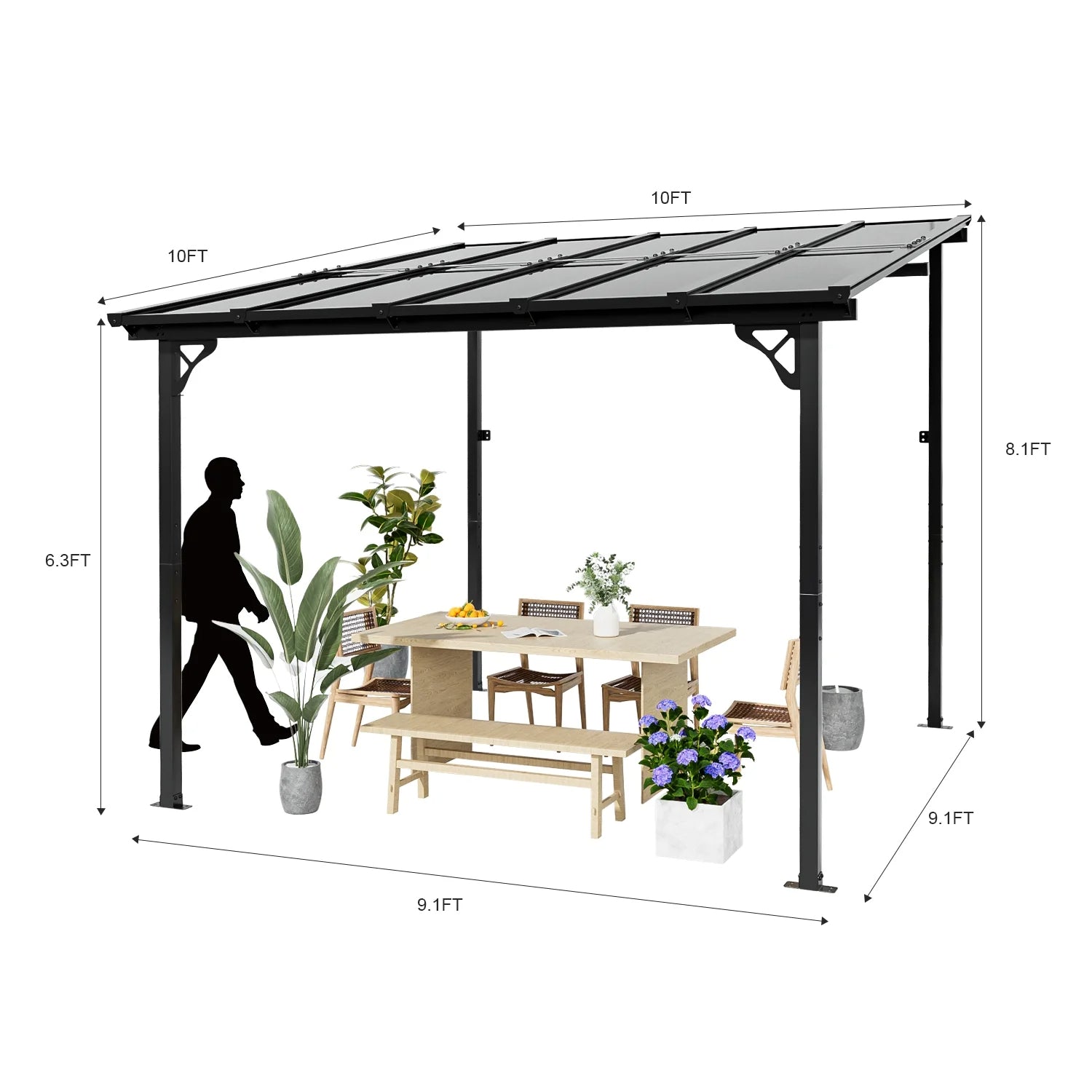 10’x 10’ Hardtop Gazebo, Outdoor Pergola for Garden, Patio, Backyard