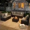 7 Piece Patio Furniture Set Wicker Rattan Patio Sectional Sofa Set Outdoor Seating Furniture with 4'' Thickened Cushion, Gray (Include Waterproof Cover)