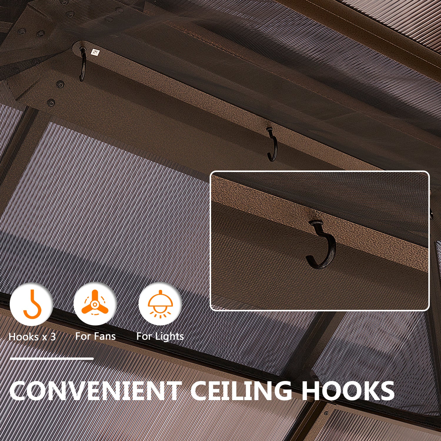 12'X 10' Outdoor Aluminum Hardtop Gazebo with Double Roof for Patio