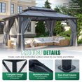 Clouddwell 12'x16' Hardtop Gazebo - Polycarbonate Double Roof with Netting & Curtains for Patio, Garden Sun Protection,Gray