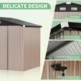 Aoxun Outdoor Storage Shed with Base Frame, 7.7 x 5.6 x 6.4 Galvanized Metal Shed for Garden, Brown