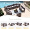 11 Piece Patio Furniture Set Wicker Rattan Patio Conversation Set Outdoor Sectional Sofa Set with Coffee Table and 4” Thickened Cushions, Gray(Waterproof Cover Included)