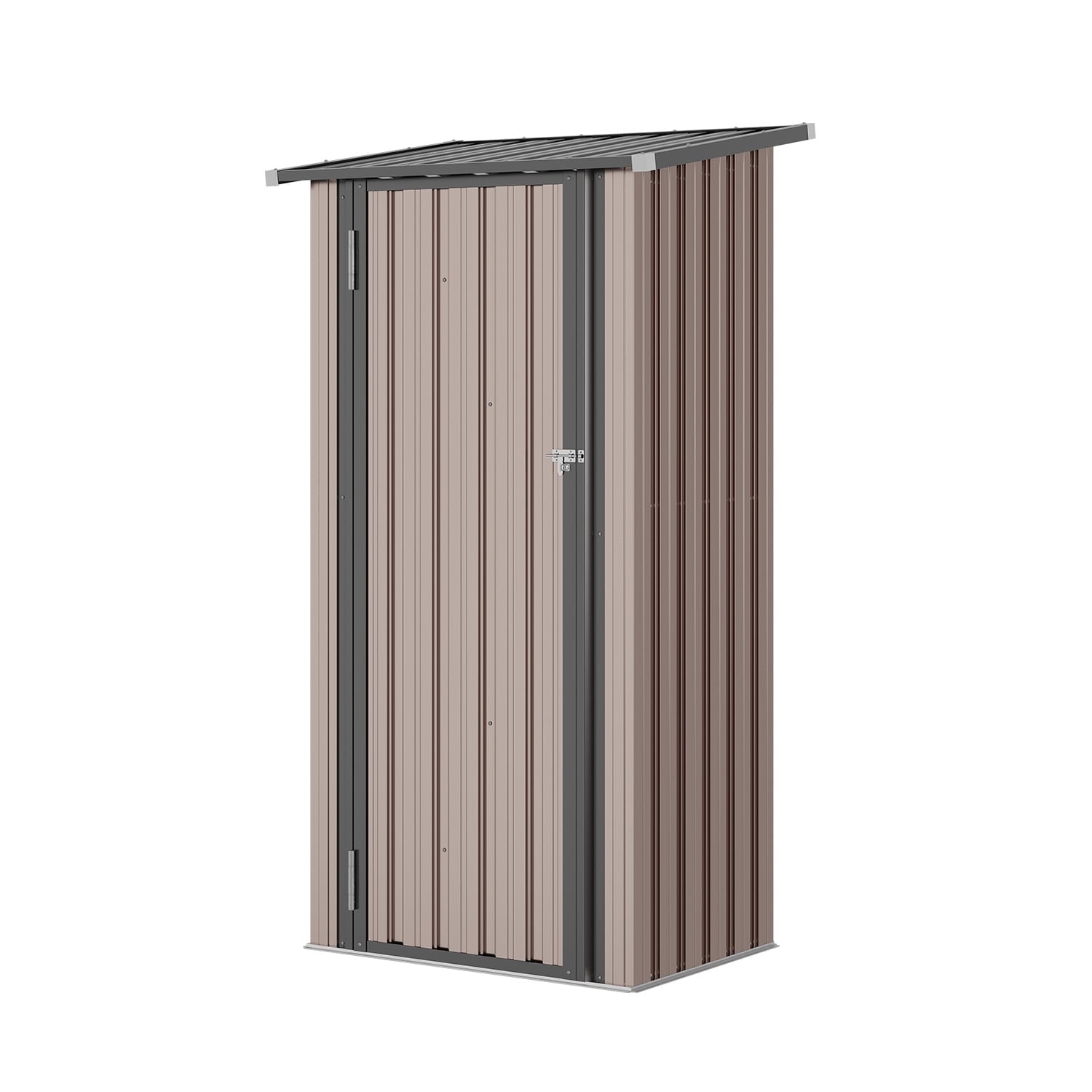 Clouddwell 3x3 ft. Metal Outdoor Shed with Lockable Door, Brown Garden Storage