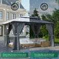 Clouddwell 10'x12' Hardtop Gazebo - Polycarbonate Double Roof with Netting & Curtains for Patio, Garden Sun Protection,Gray