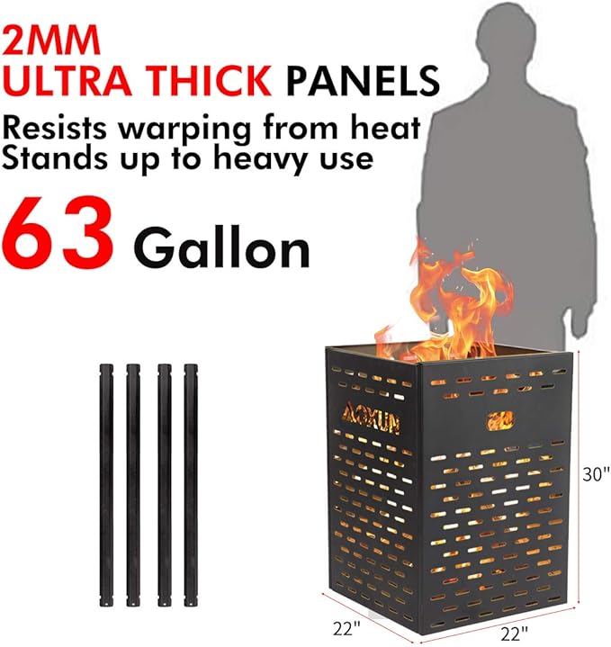 30" 63 Gallon Ultra Thick Burn Barrel Burn Drum