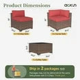 7 Piece Patio Furniture Set Wicker Rattan Patio Conversation Set Outdoor Sectional Sofa Set with Coffee Table and 4” Thickened Cushions, Red (Waterproof Cover Included)
