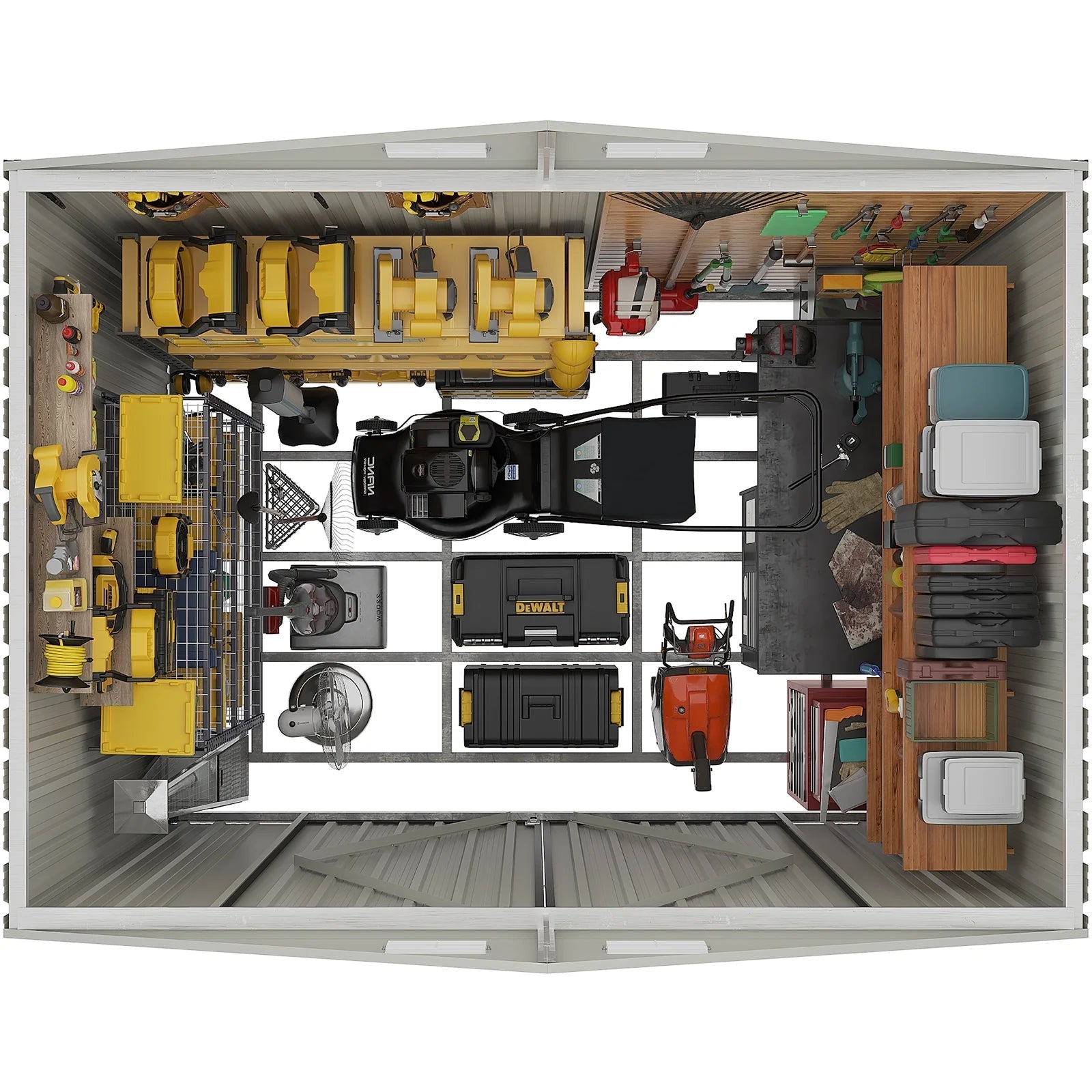 8’x 6’ Outdoor Storage Shed with Base Frame, Metal Garden Tool Shed with Lockable Door, Galvanized Steel Shed for Backyard, Lawn and Patio, Gray