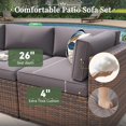 10 Piece Patio Furniture Set Wicker Rattan Patio Conversation Set Outdoor Sectional Sofa Set with Coffee Table and 4” Thickened Cushions, Gray (Waterproof Cover Included)