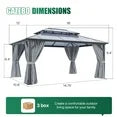 Clouddwell 12'x16' Hardtop Gazebo - Polycarbonate Double Roof with Netting & Curtains for Patio, Garden Sun Protection,Gray