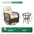 Clouddwell 3 Piece Patio Furniture Set Wicker Rattan Patio Conversation Set Outdoor Sectional Sofa Set with Coffee Table and White Cushions