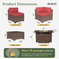 15 Piece Patio Furniture Set with 44” Fire Pit Table Wicker Rattan Outdoor Sectional Sofa Set with Coffee Table and 4” Thickened Cushions, Red (Waterproof Cover Included)