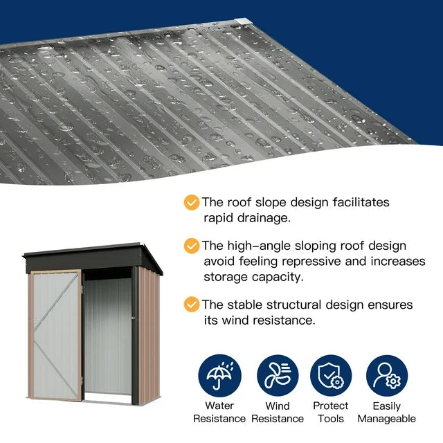 5.1 x 2.7 ft Outdoor Metal Shed, Storage Garden Shed with Lockable Door Tool Shed
