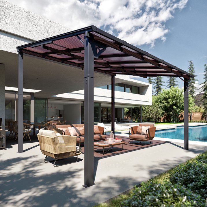 Sumnthink 10'x12' Gazebo for Patio, Gazebo Pergola with Sloped Roof, Large Wall-Mounted Heavy Duty Awnings, for Patio, Deck and Backyard