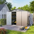 8.5' x 5.6' Outdoor Metal Storage Shed with Base Frame, Steel Garden Shed for Backyard, Patio, Lawn(Floor included)