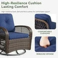 Aoxun 3 Pieces Patio Furniture Set, Patio Swivel Rocker Chairs Set of 2, Wicker Outdoor Bistro Set with Rocking Chair, Thickened Cushions and Table for Porch (Blue)