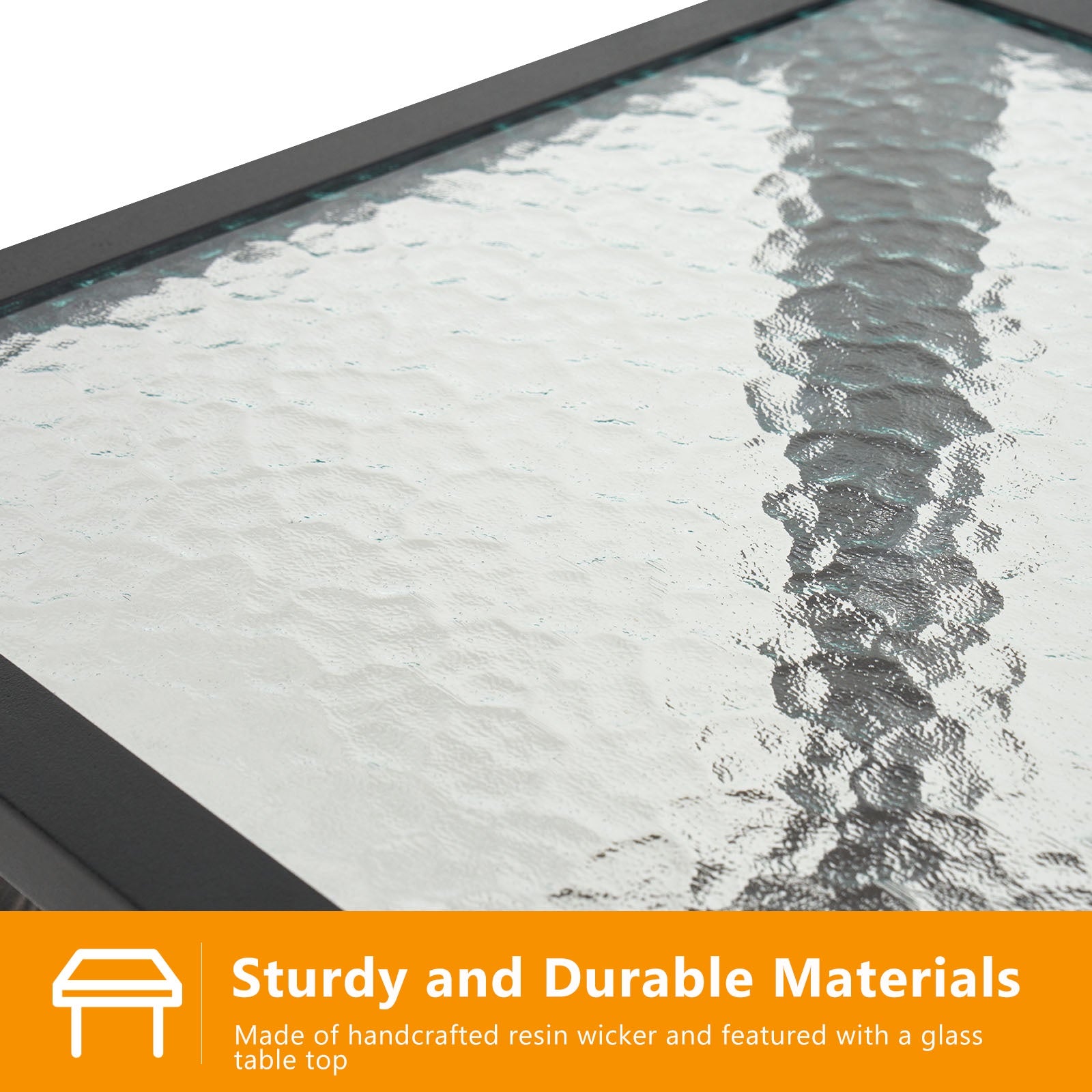 3 Pcs Patio Furniture Set, 360 Degree Swivel Rocking Chairs, Wicker Bistro Set with Glass Top Side Table, Red