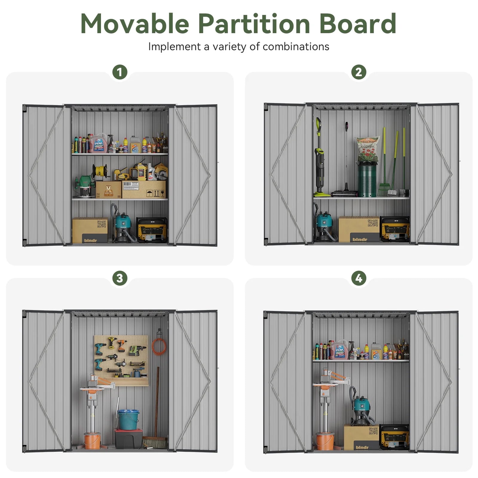 Aoxun 4.5x1.5 ft. Black Metal Storage Shed with 2 Shelves, Outdoor Waterproof Cabinet