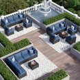 7 Piece Patio Furniture Set Wicker Rattan Patio Sectional Sofa Set Outdoor Seating Furniture with 4'' Thickened Cushion, Navy Blue (Include Waterproof Cover)