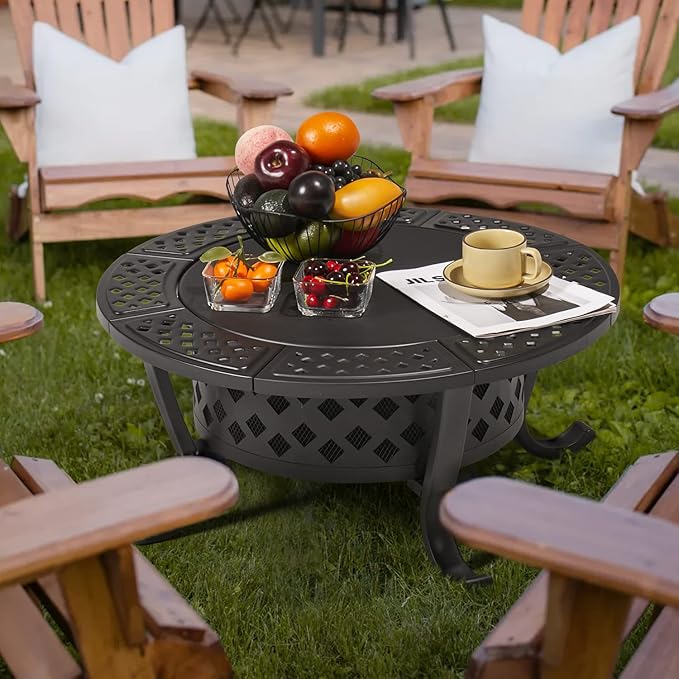 Outdoor Wood Burning Fire Pit with 2 Grills