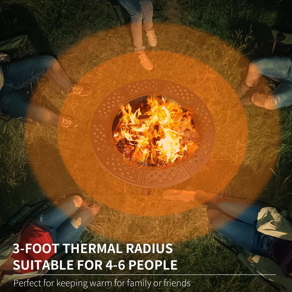 Outdoor Wood Burning Fire Pit with 2 Grills