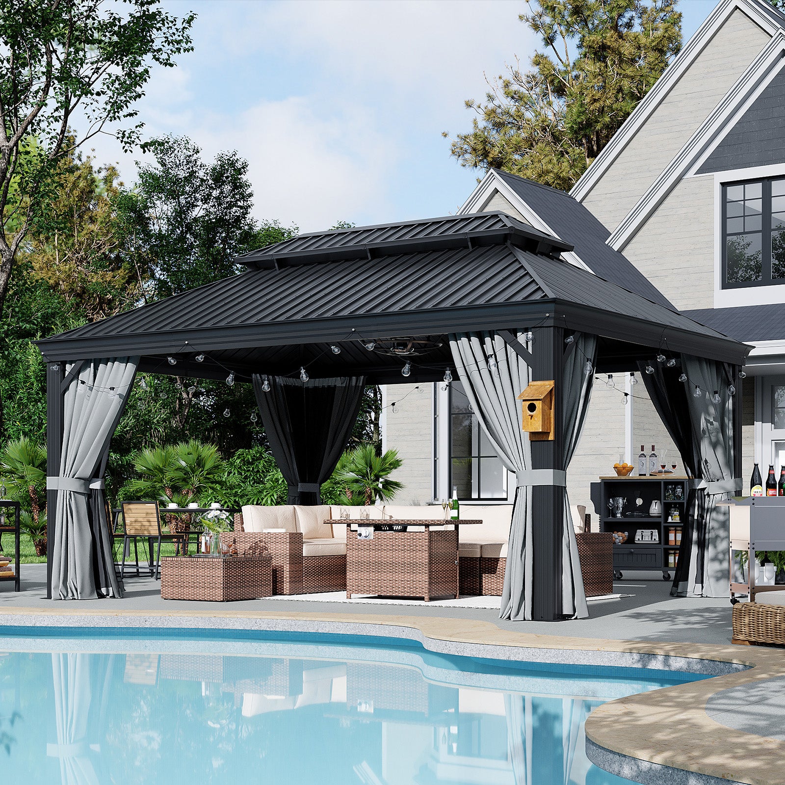 Hardtop Aluminum Gazebo with Rain Gutter