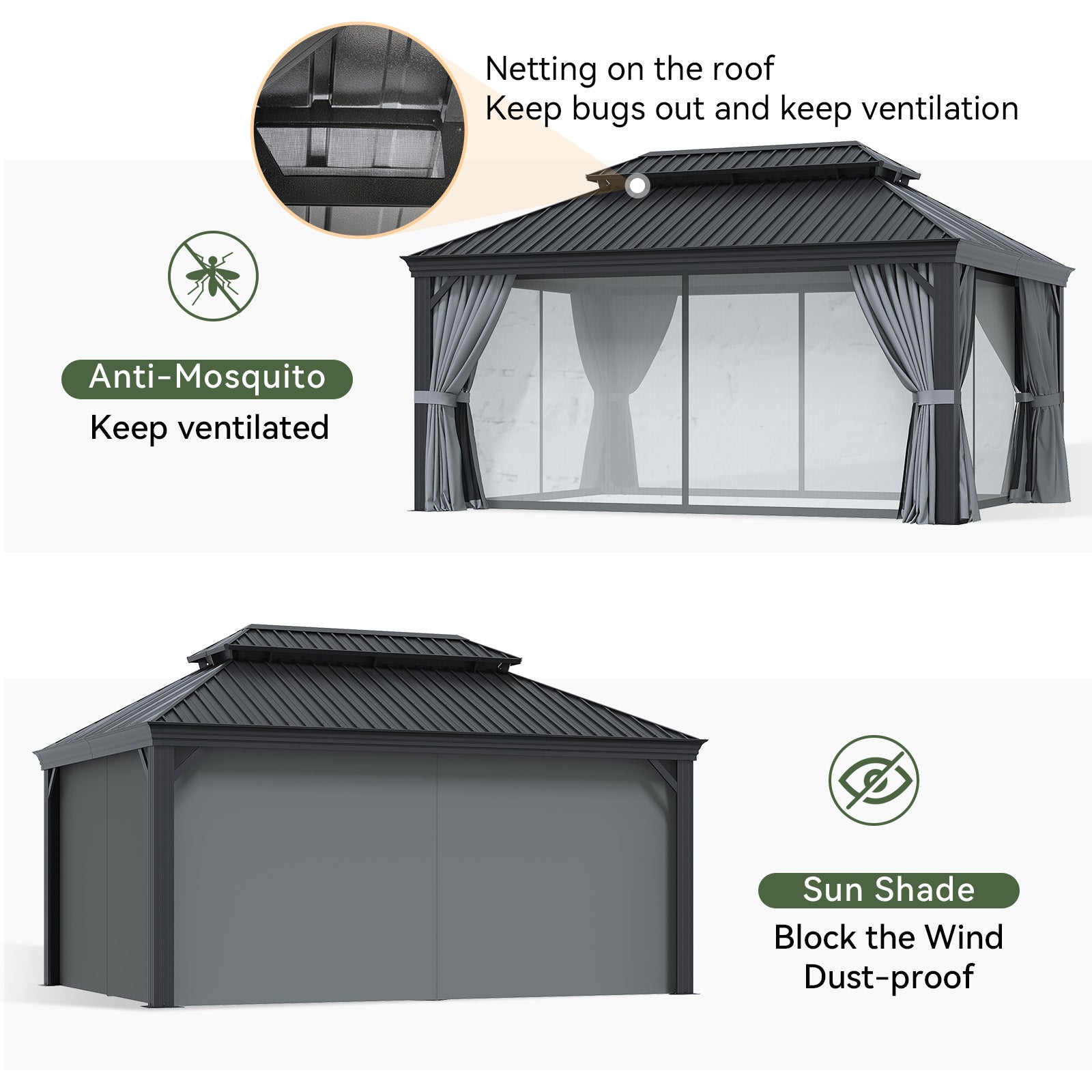 Hardtop Aluminum Gazebo with Rain Gutter